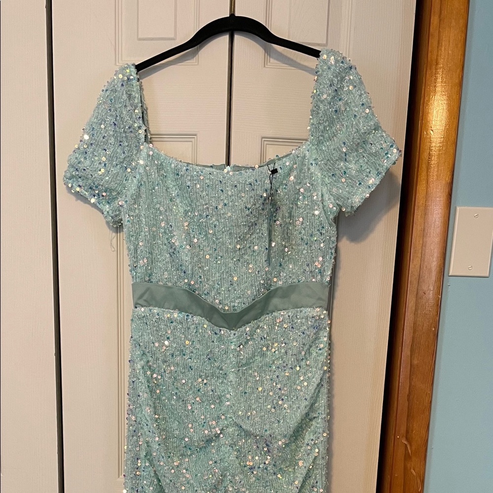 Mint green sequin gown